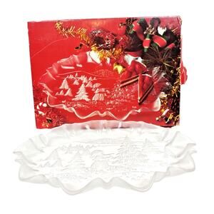 Mikasa Oval Canape Platter Germany Glass Crystal 17.25" Christmas Story SA600349